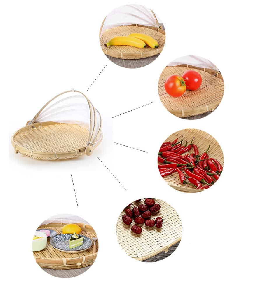 Bamboo Basket 3 Handle With Net