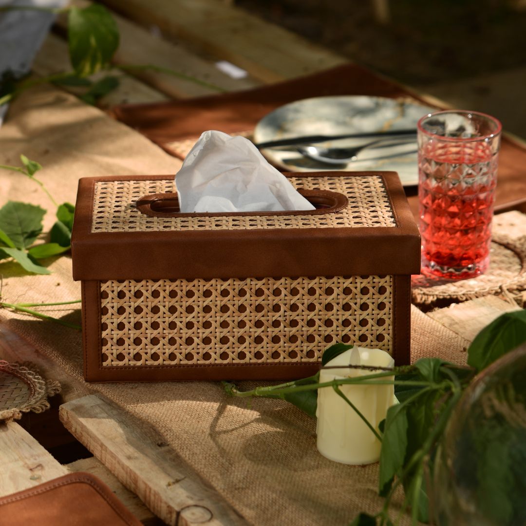 Rattan Cane Tissue Box Holder Cover