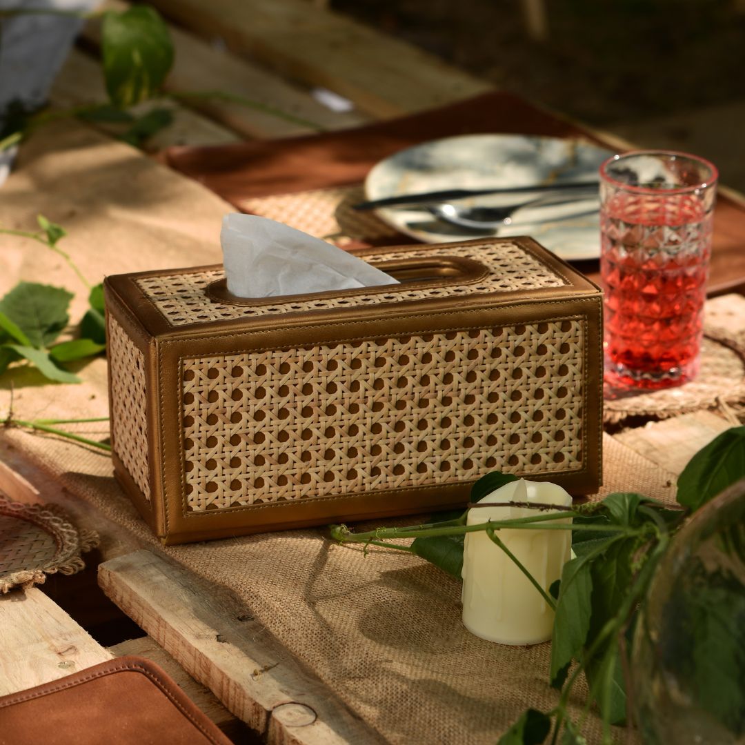 Rattan Cane Tissue Box Holder Cover