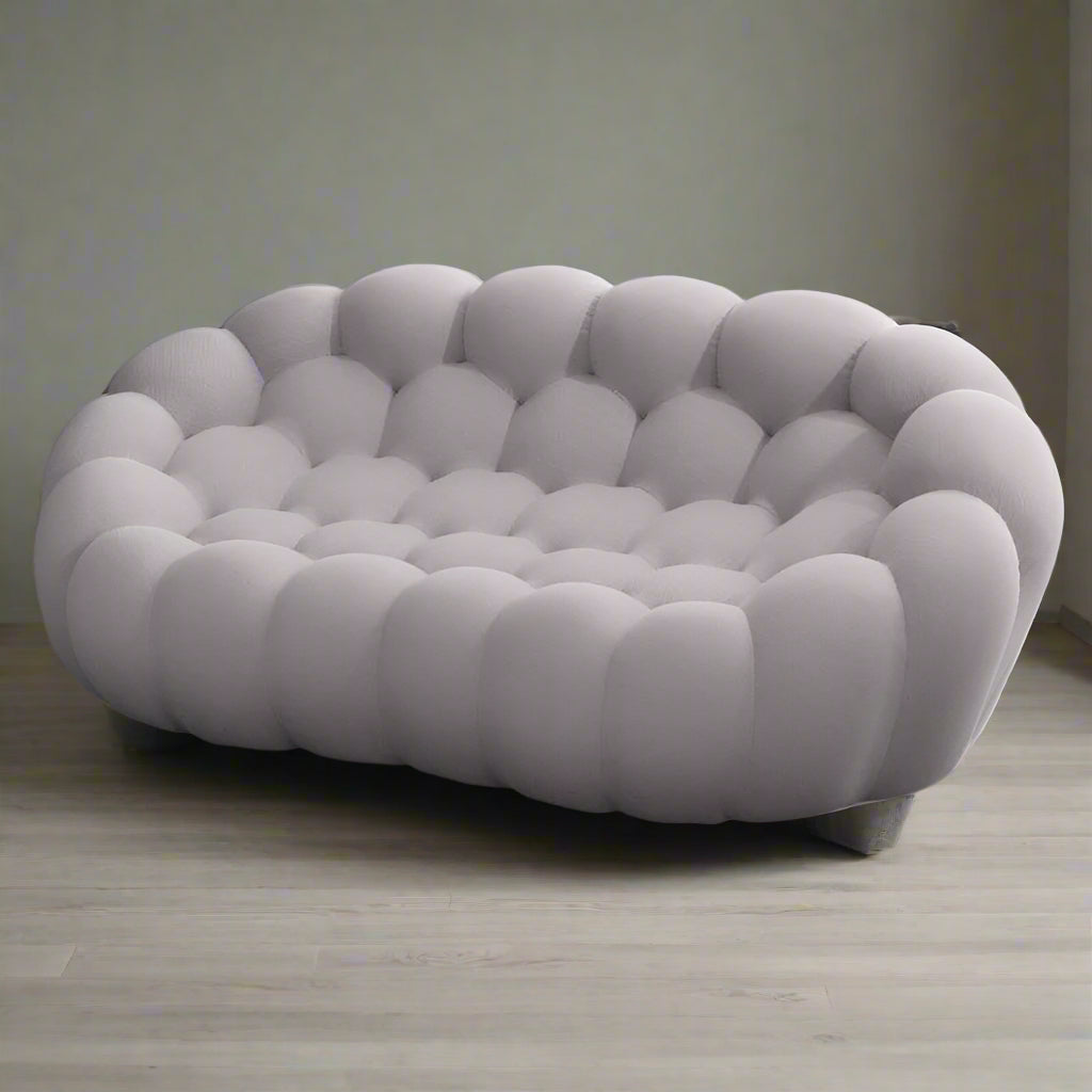 Grey velvet sofa