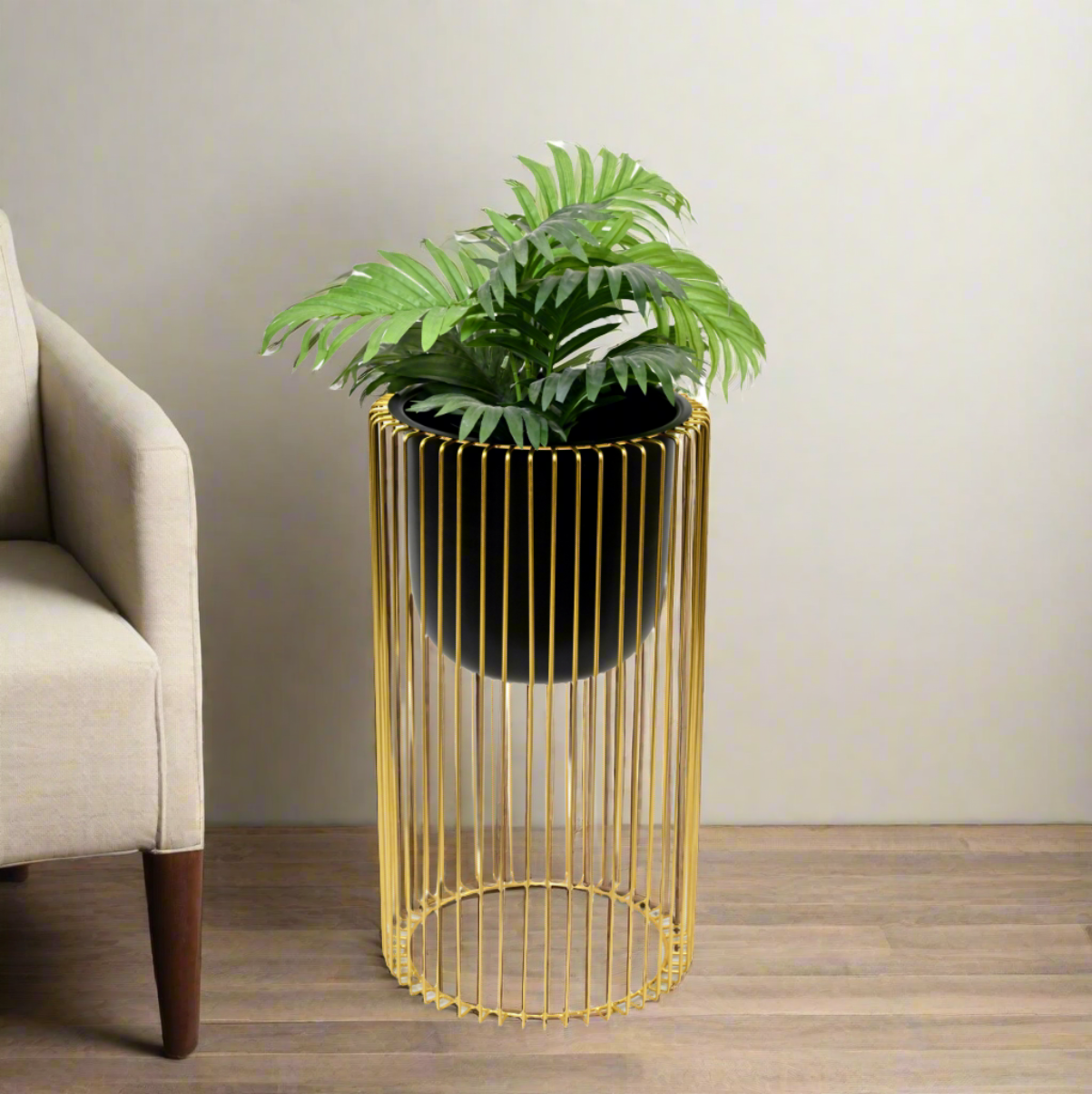 Harp Gold/Black Metal Planter - Mulmil