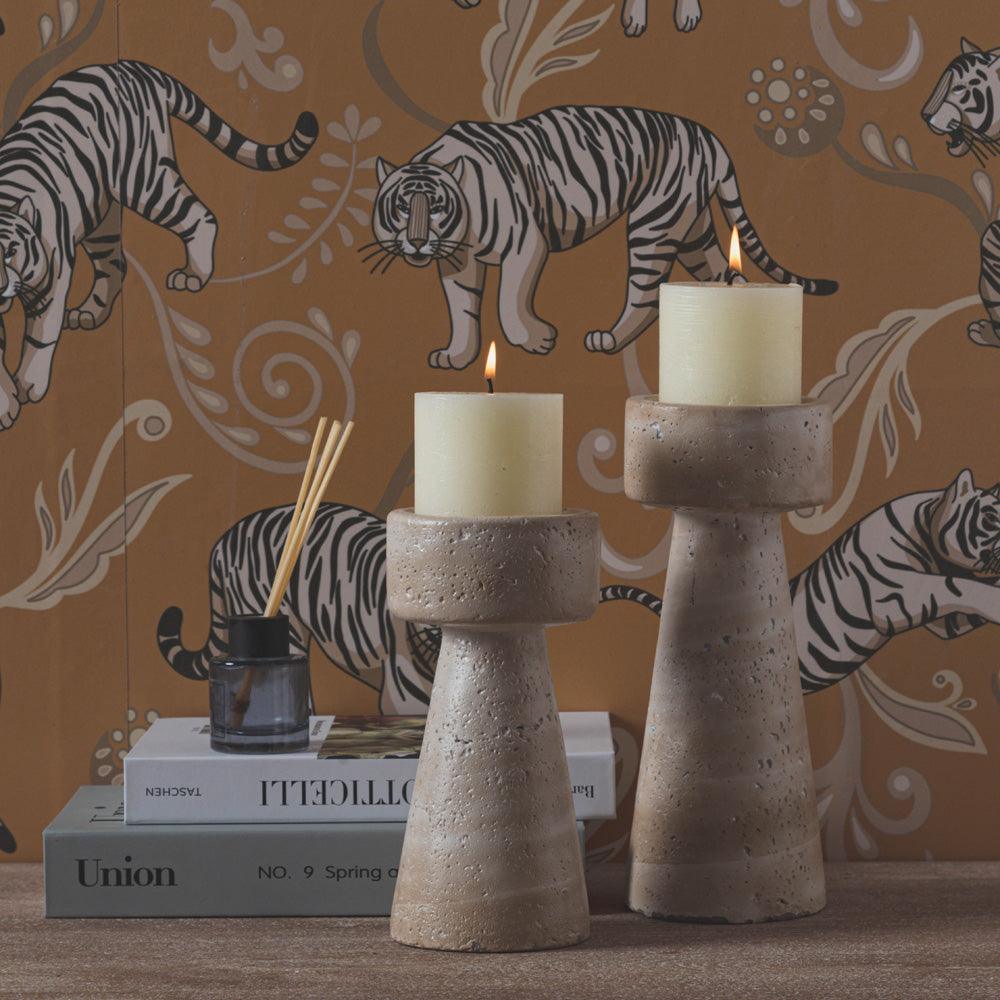 Dandelion Dell Cement Candle Holders – Stylish & Durable Set (2 Pieces) - Mulmil