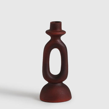 Modern Abstract Red Candle Holder – Aluminium Decor Accent