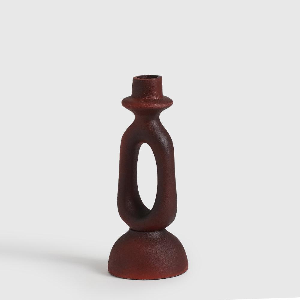 Modern Abstract Red Candle Holder – Aluminium Decor Accent - Mulmil