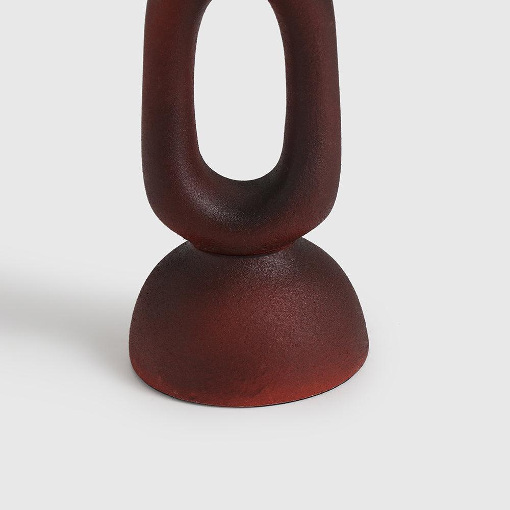 Modern Abstract Red Candle Holder – Aluminium Decor Accent - Mulmil