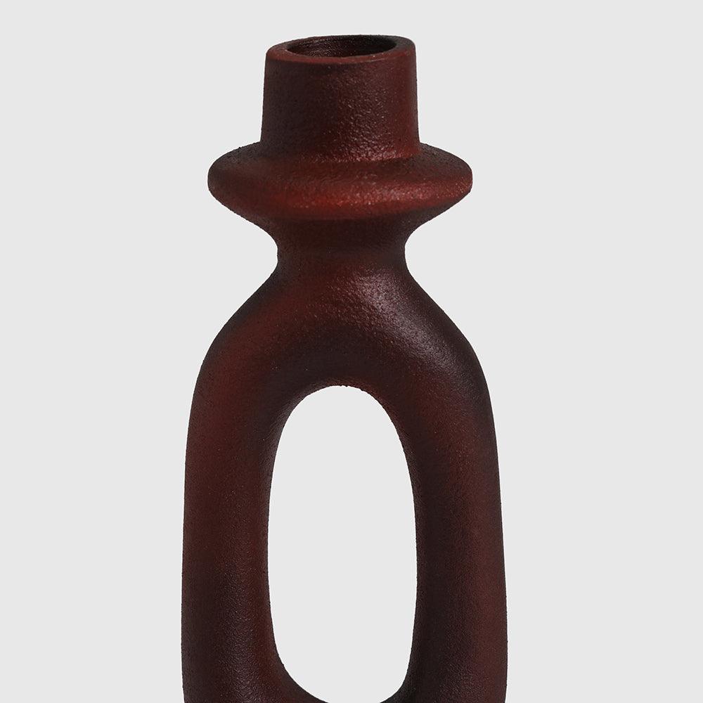 Modern Abstract Red Candle Holder – Aluminium Decor Accent - Mulmil