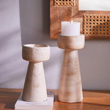 Dandelion Dell Cement Candle Holders – Stylish & Durable Set (2 Pieces)