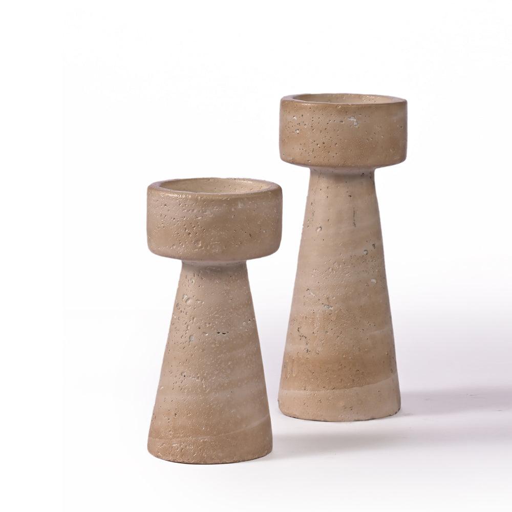 Dandelion Dell Cement Candle Holders – Stylish & Durable Set (2 Pieces) - Mulmil