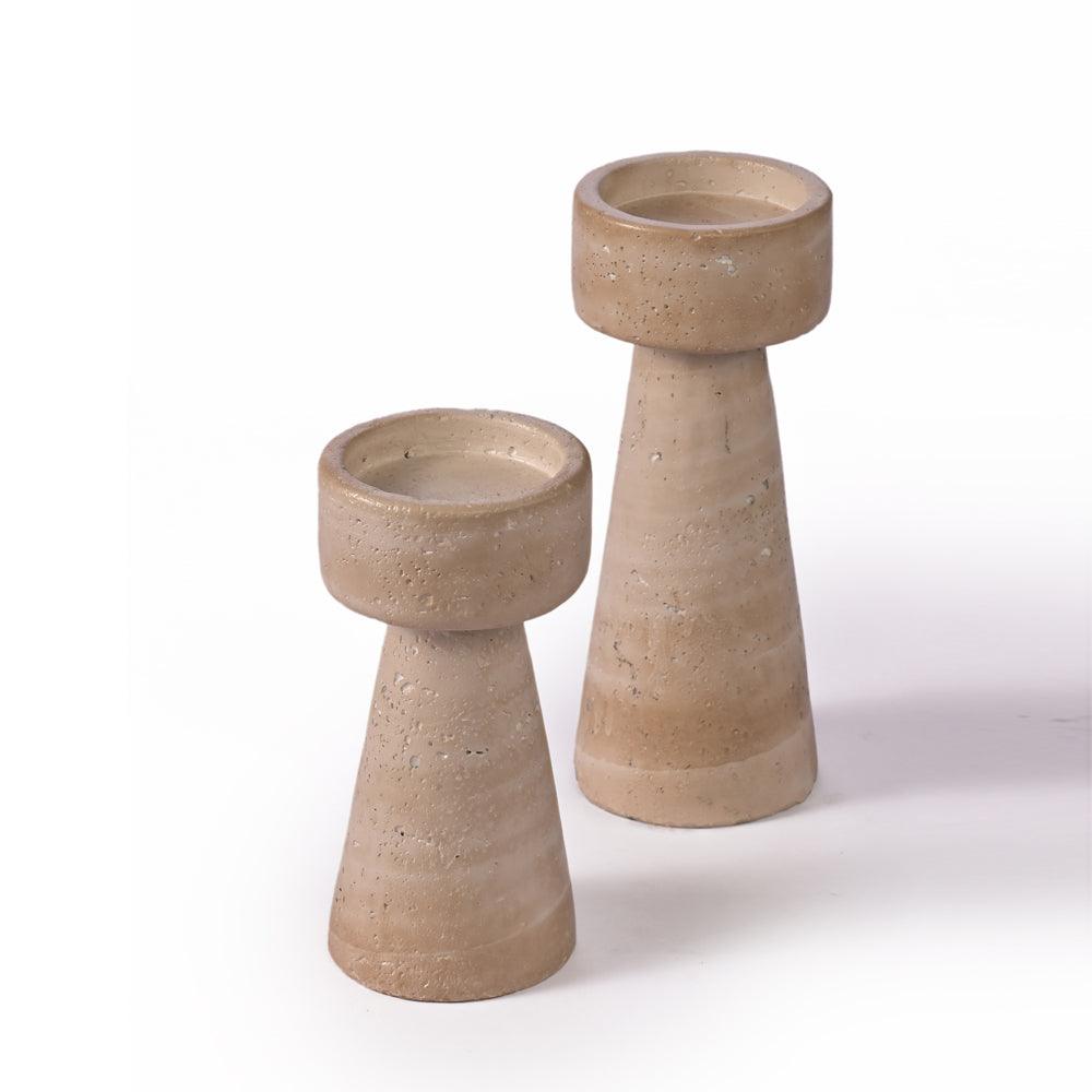 Dandelion Dell Cement Candle Holders – Stylish & Durable Set (2 Pieces) - Mulmil