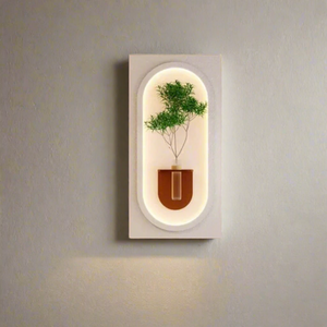Wooden Oval Shaped Wall Decoration Warm Lamp Painting