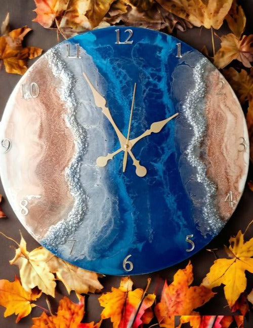 Elegant 16-Inch Resin Wall Clock – Handcrafted Designer - Mulmil