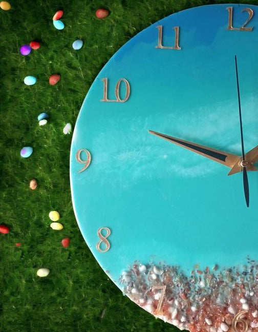 Wall Clock Home Decor Epoxy Art Colorful Wall Art (14 Inches) - Mulmil