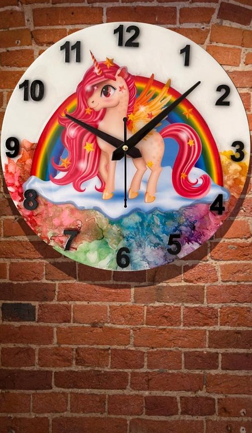 Unicorn Wall Clock for Kid's Bedroom 12 inch - Mulmil