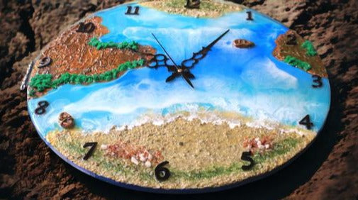 Epoxy Resin Wall Clock – Handcrafted Colourful 16-Inch Art Piece - Mulmil