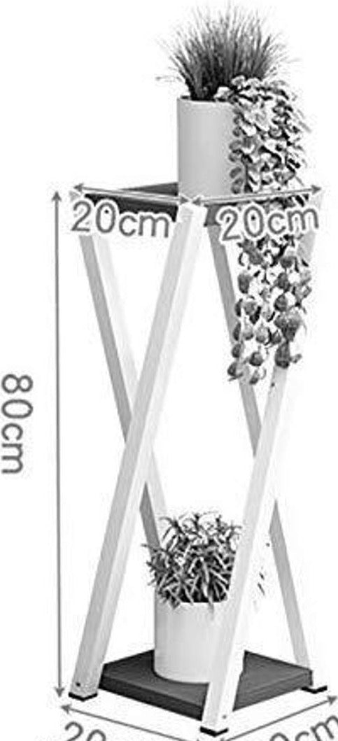 Office Black Classic Tall Plant Stand (2-Tier Flower Pot Holder Rack) - Mulmil