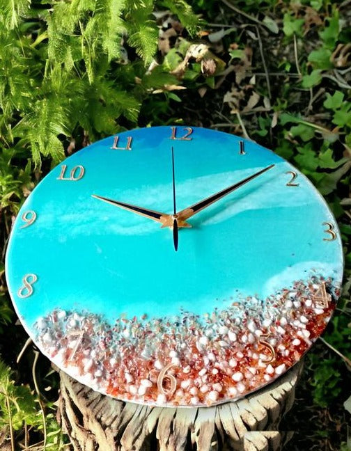 Wall Clock Home Decor Epoxy Art Colorful Wall Art (14 Inches) - Mulmil