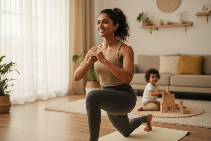 घर बैठे 15 मिनट की मॉम वर्कआउट - बच्चों के साथ एक्सरसाइज करें