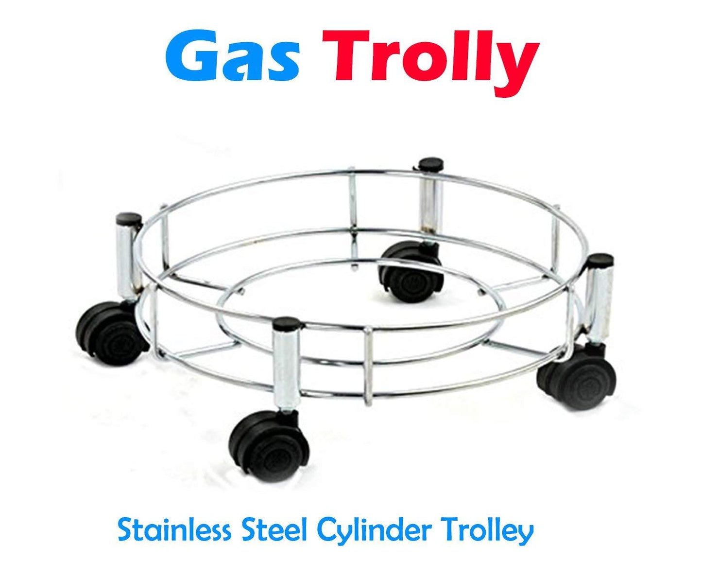 Stainless Steel Gas Cylinder Trolley - Mover, Hook & Easy Movement