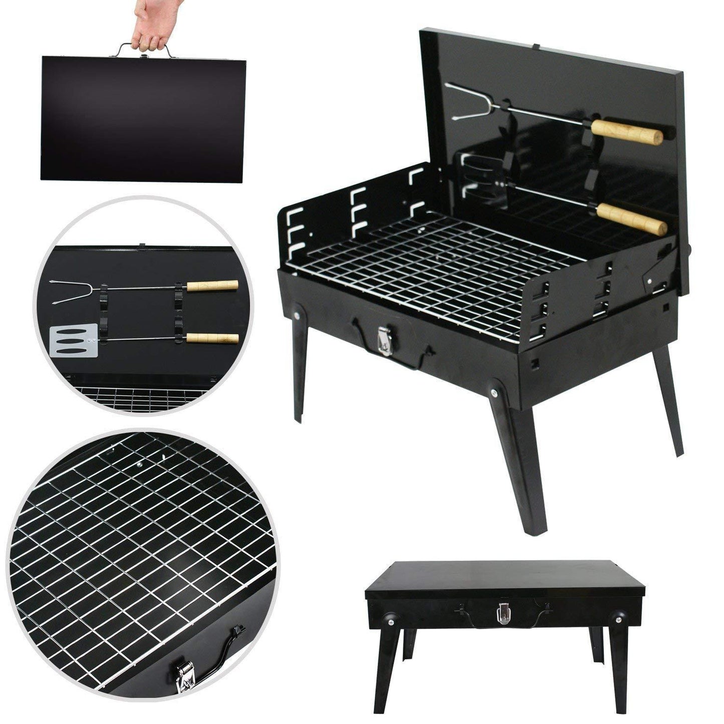 Stainless Steel Briefcase-Style Barbecue Grill Toaster