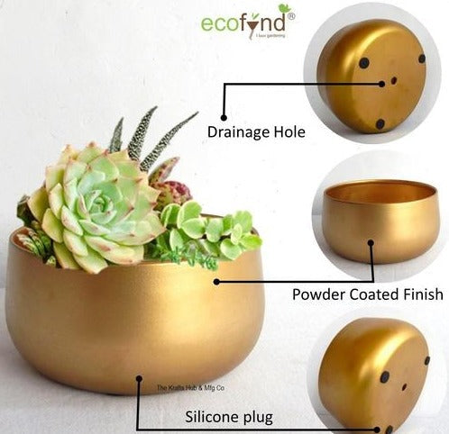 Planter for Living Room Bedroom Interior (Gold) Pack of 2