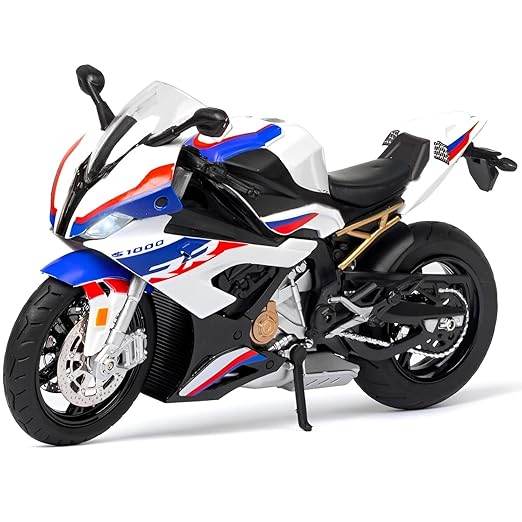 Model motorcycle with BMW logo on a white background