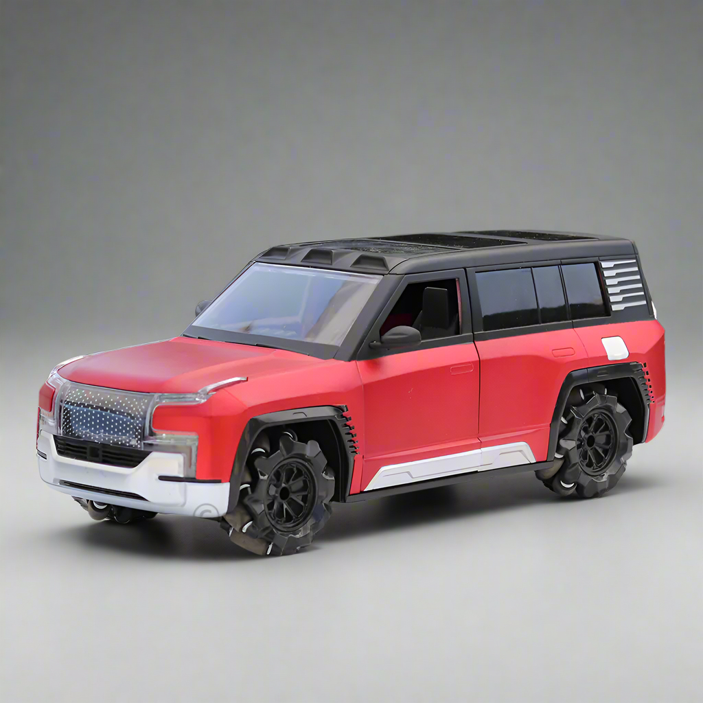 Red toy SUV with black roof on a white surface moka u8 rc