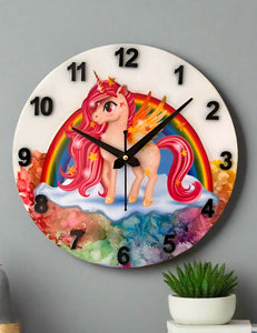Unicorn Wall Clock for Kid's Bedroom 12 inch