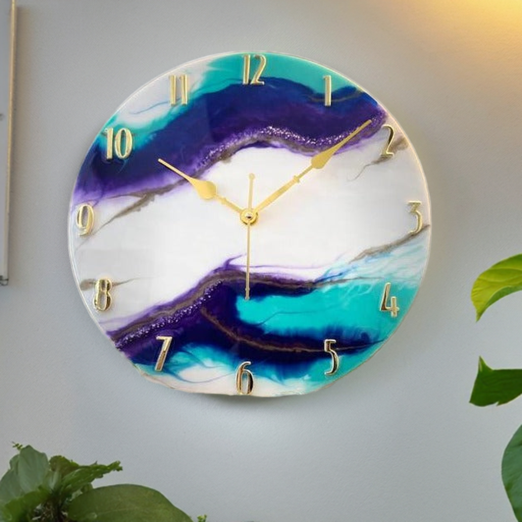 12-Inch Blue Resin Wall Clock – Stylish and Sophisticated