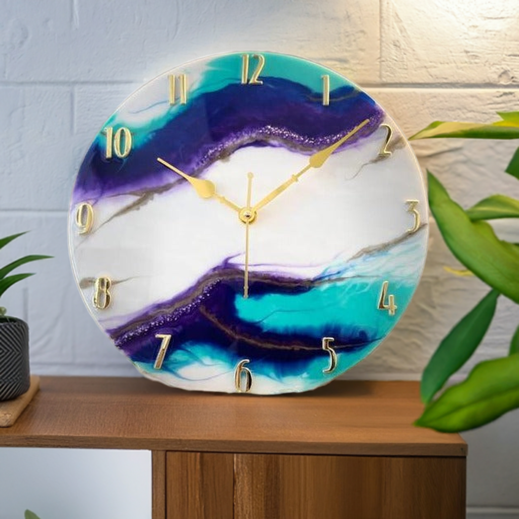 12-Inch Blue Resin Wall Clock – Stylish and Sophisticated