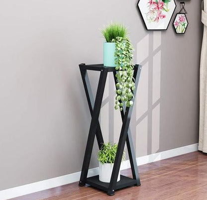 Office Black Classic Tall Plant Stand, 2-Tier Flower Pot Holder Rack.