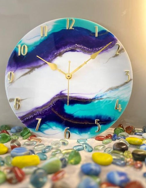 12-Inch Blue Resin Wall Clock – Stylish and Sophisticated