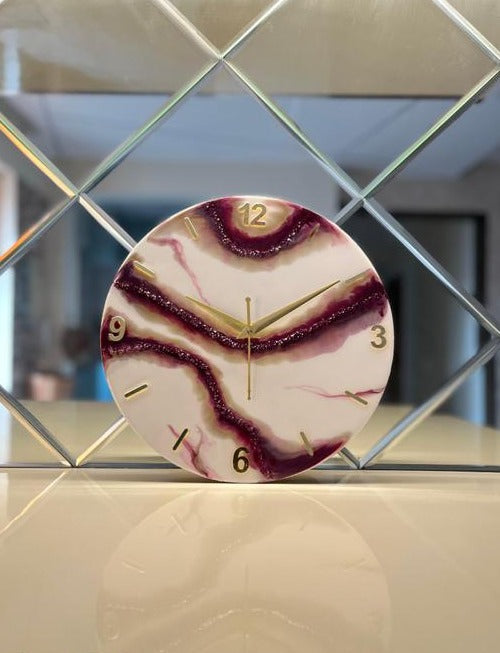 Purple & White Resin Wall Clock 12 inch