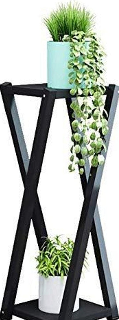 Office Black Classic Tall Plant Stand, 2-Tier Flower Pot Holder Rack.