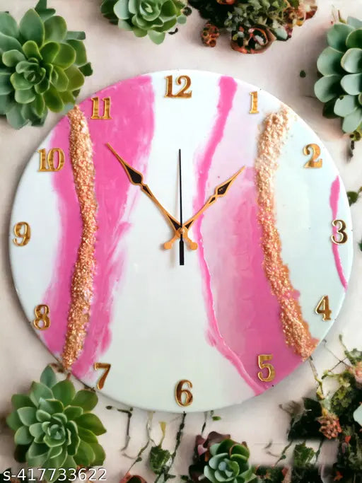 14-Inch Colourful Resin Wall Clock – Handcrafted Wooden Timepiece
